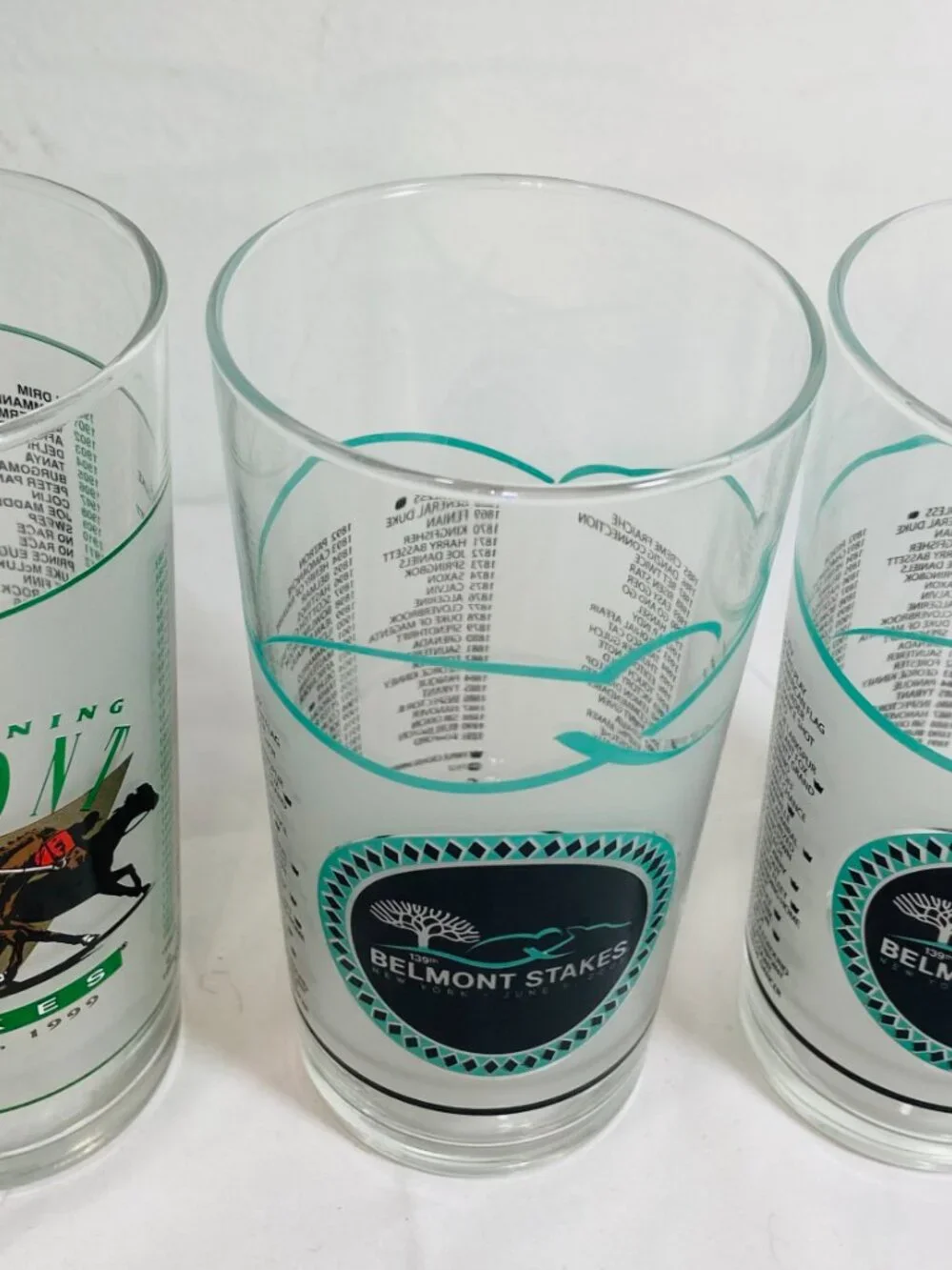 VNTG Lot Of 6 Belmont Stakes Commem Mint Julep Glasses 1993,1994 1999 2007 MINT